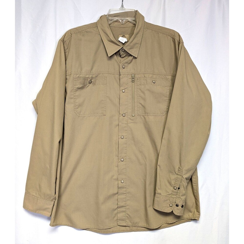 Mens Pearl Snap Western Long Sleeve Shirt Tan Large Rancher VTG Haband Travelers